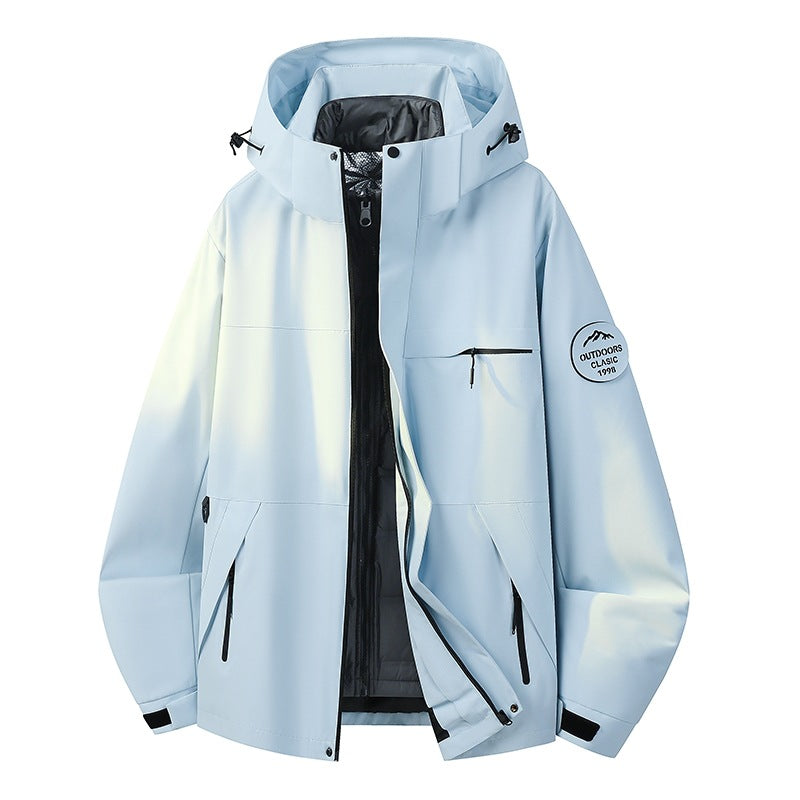 Herren Wetterfeste dreilagige Hardshelljacke mit verstellbarer Kapuze, verschweißten Nähten & Multifunktionstaschen Echoarchiv