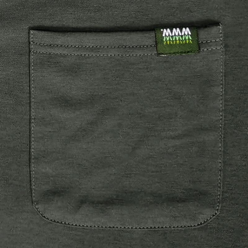 Herren modisches Langarm-Henley-Shirt mit Brusttasche Echoarchiv