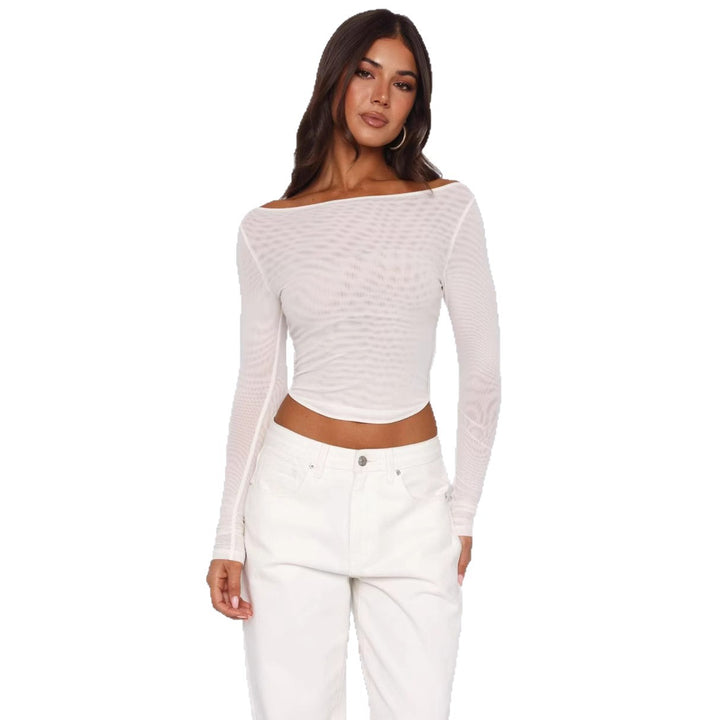 Damen Elegantes Langarm-Top mit schöner Transparenz Echo Archiv