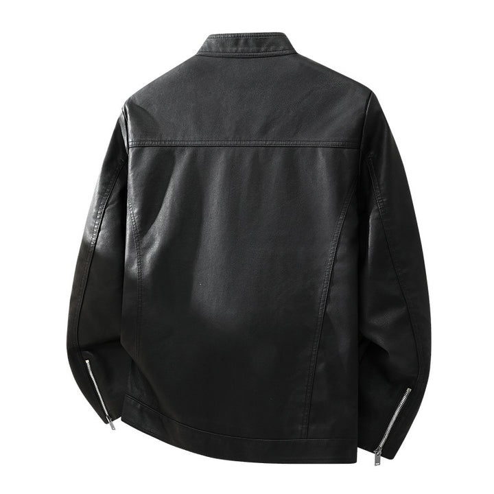 Herren Schlichte Kunstleder-Cityjacke mit Stehkragen, Zweiwege-Reißverschluss & Eingrifftaschen Echoarchiv