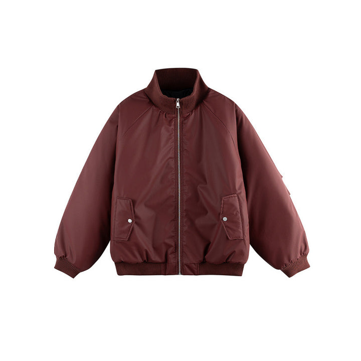 Unisex Boxy-Übergangs-Bomberjacke mit Stehkragen und Pattentaschen Echo Archiv