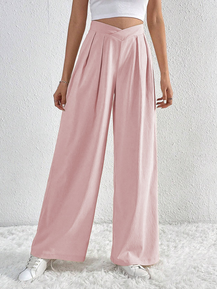 Damen hohe Bund Culotte-Hose mit Faltenlegung und weitem Bein – Avélisse