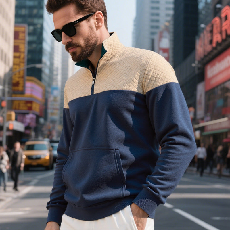 Herren modischer Sweatshirt mit hohem Kragen und zwei Taschen Echoarchiv