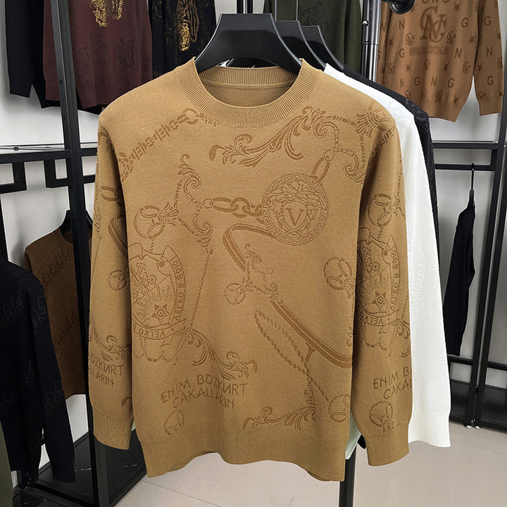 Herren hochwertiger Strickpullover mit 3D-Logo-Dessin Echoarchiv