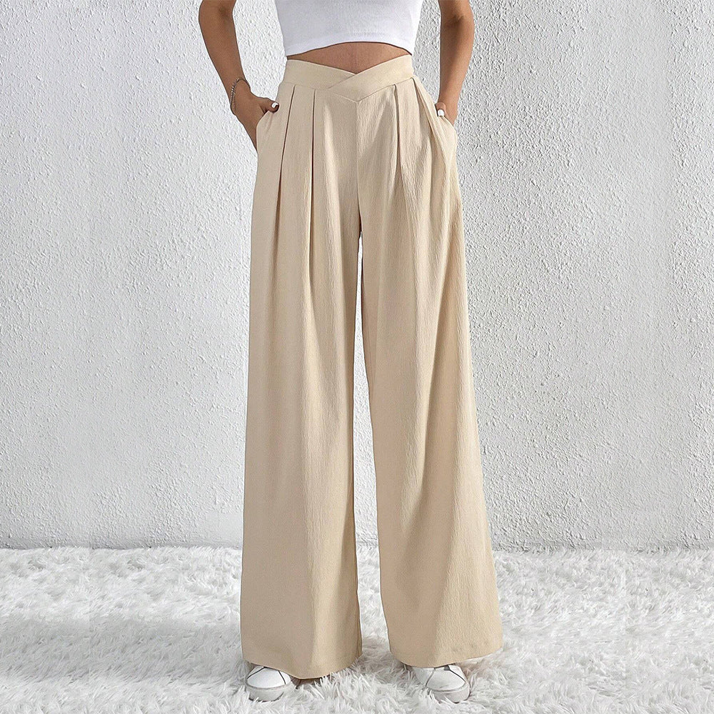 Damen hohe Bund Culotte-Hose mit Faltenlegung und weitem Bein – Avélisse