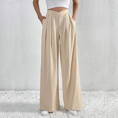 Damen hohe Bund Culotte-Hose mit Faltenlegung und weitem Bein – Avélisse