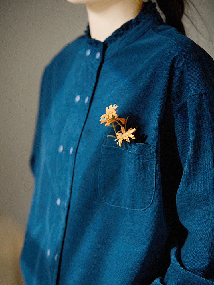 Damen Lässige Bluse mit Rüschensaum Echoarchiv