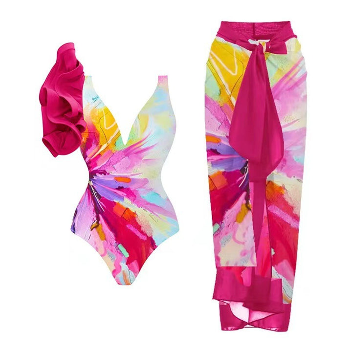 Damen Badeanzug-Set mit floralem Design und elegantem Wickelrock Echo Archiv