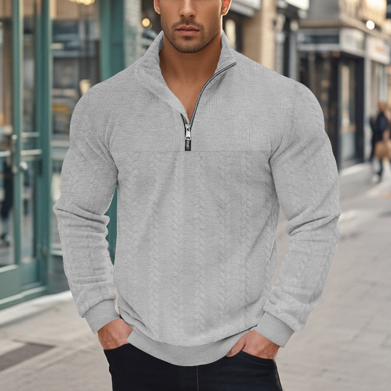 Herren Strickpullover mit modernem Reißverschluss und strukturiertem Design Echoarchiv