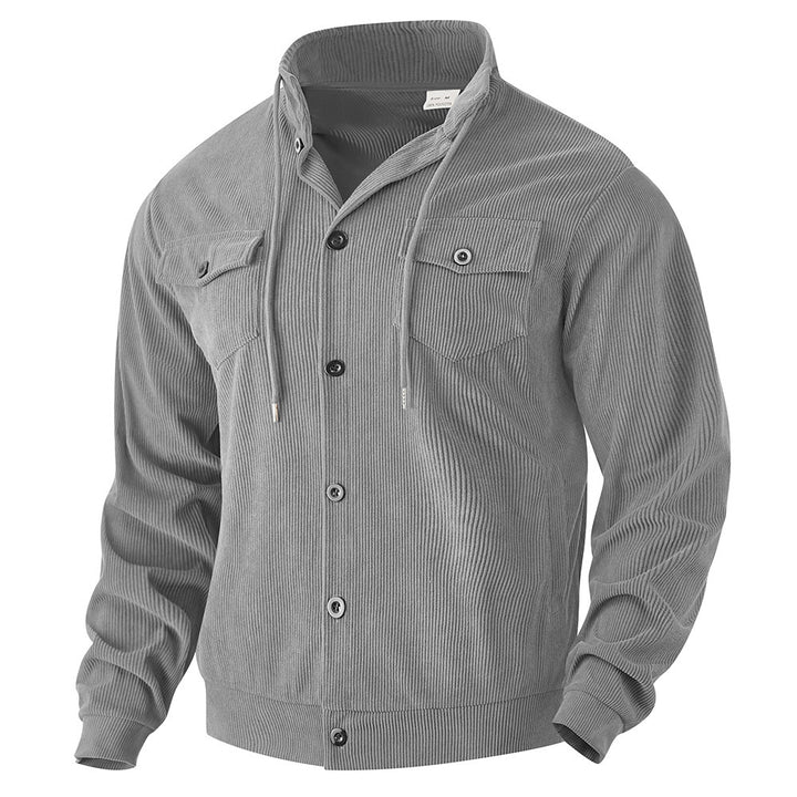 Herren nan strukturierte Cord-Workerjacke mit verdeckter Kapuze, Druckknopfverschluss und aufgesetzten Brusttaschen Echo Archiv