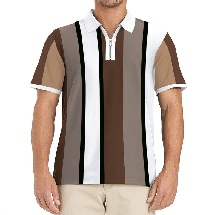 Herren Poloshirt mit praktischem Reißverschluss und modernem Streifendesign Echoarchiv