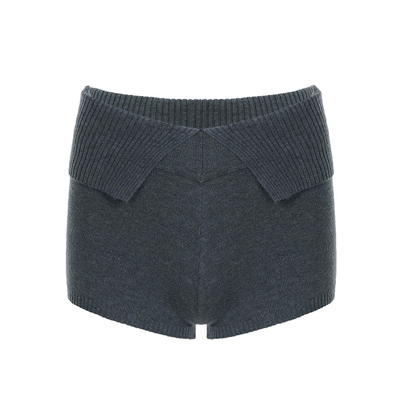 Damen komfortable und elegante Strick-Shorts mit hohem Bund Echo Archiv