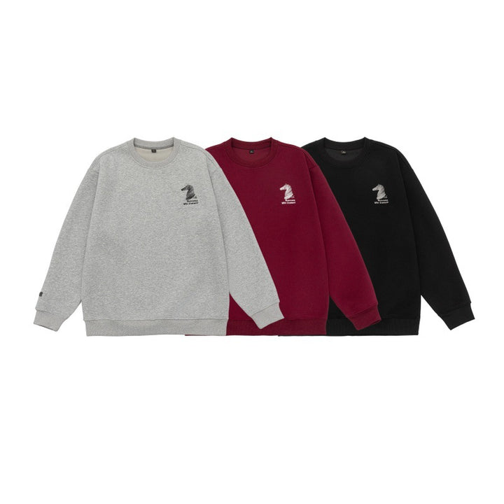 Unisex Oversize‑Sweatshirt mit gesticktem Schachritter‑Logo und gerippten Bündchen Echoarchiv