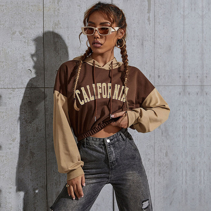 Damen Modischer cropped Hoodie mit Farbblock Echo Archiv