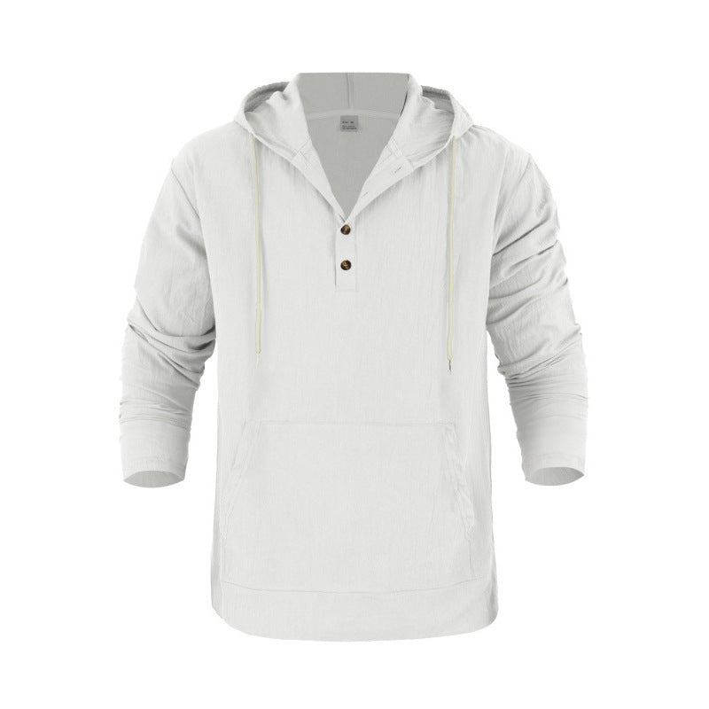 Herren lässiger Kapuzenpullover mit Knopfleiste und Kangaroo-Tasche Echoarchiv