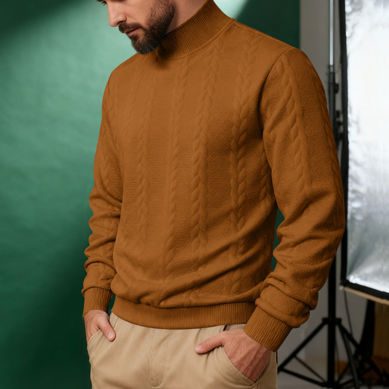 Herren nan Strickpullover mit Stehkragen, Zopfmuster, weichem Rippbündchen und Regular Fit Echo Archiv