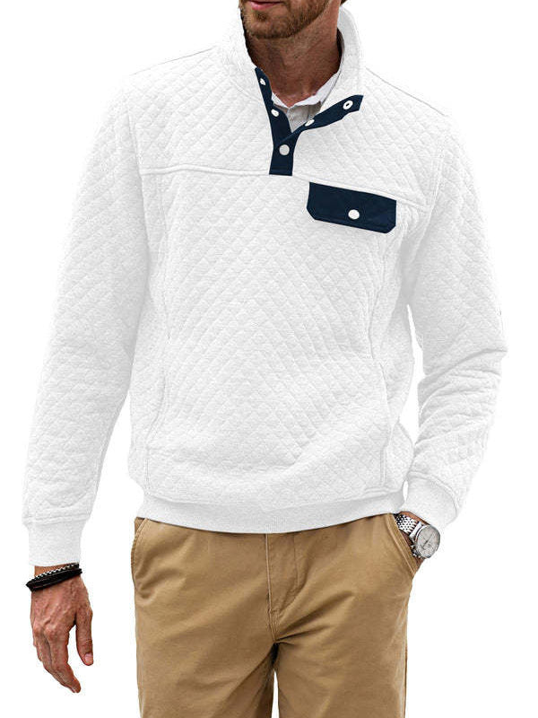 Herren sportlicher Fleece-Pullover mit praktischem Reißverschluss und Knopfleiste Echoarchiv
