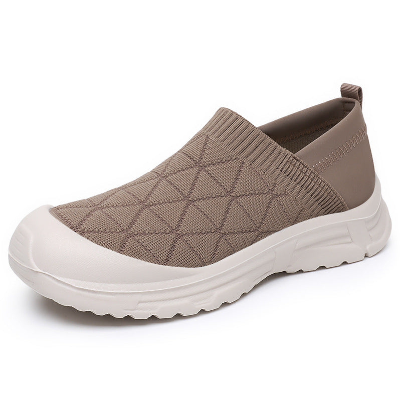 Damen nan atmungsaktiver Strick-Slip-On Freizeitschuh mit diamantstrukturierter Oberfläche, stoßdämpfender Leichtsohle und verstärkter Zehenkappe Echo Archiv