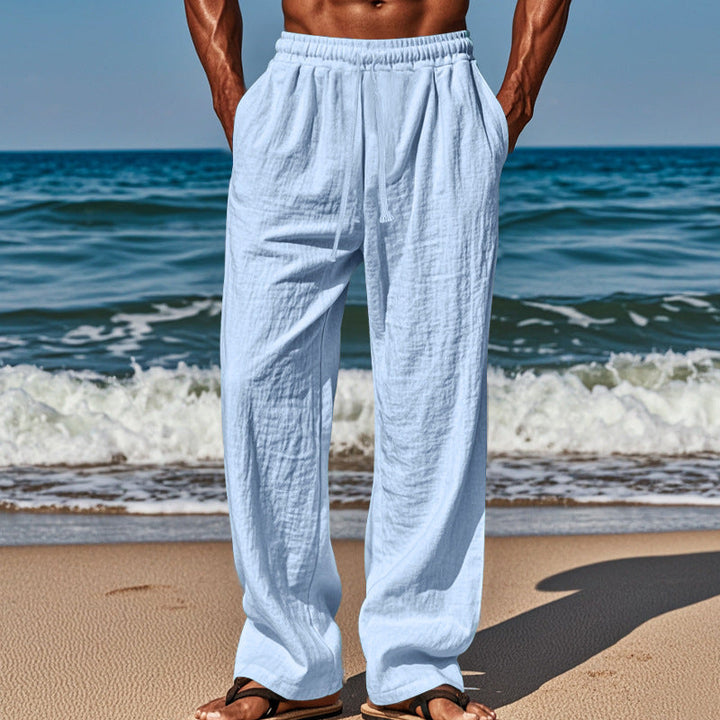 Herren nan Leichte Leinenhose mit weitem Bein und elastischem Bund Echoarchiv