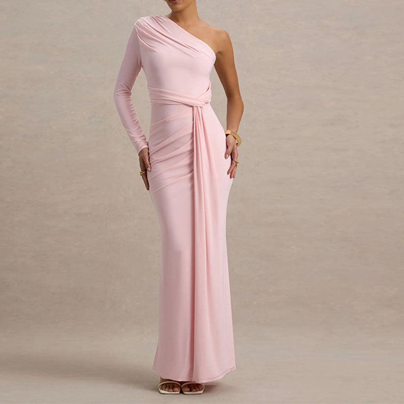 Damen Elegantes schulterfreies Maxikleid mit geschwungenem Rüschendesign Echo Archiv