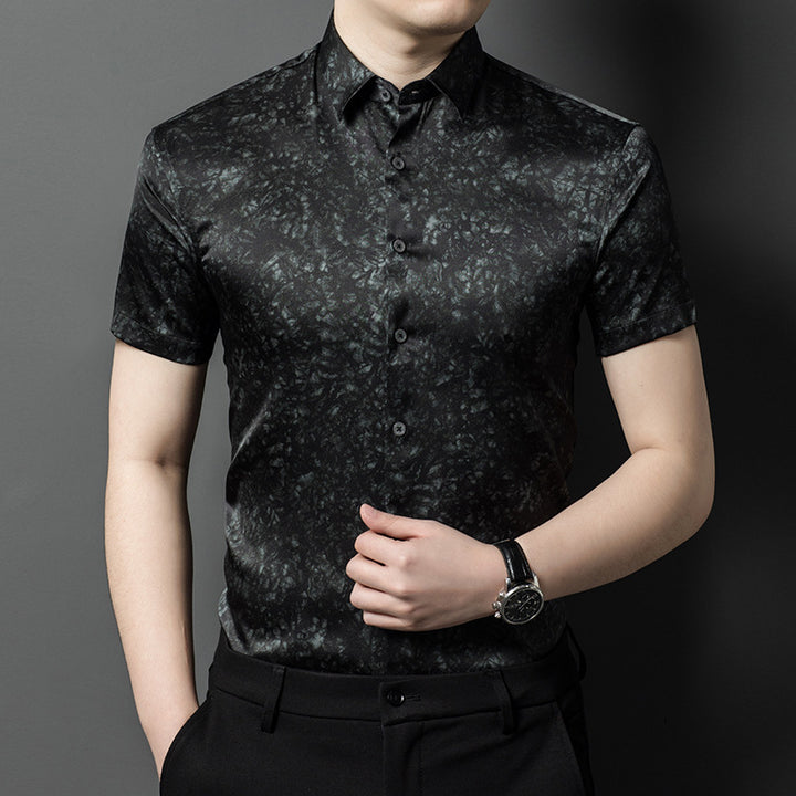 Herren Kurzarmhemd mit eleganter Marmor-Optik Echoarchiv