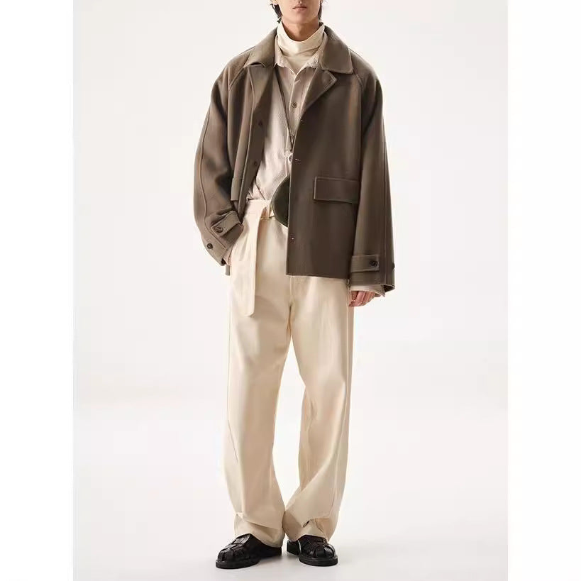 Herren Kurzjacke aus Wollmix im Oversized-Schnitt mit Umschlagkragen Echoarchiv
