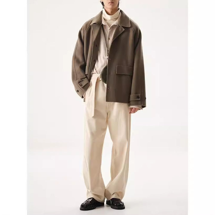 Herren Kurzjacke aus Wollmix im Oversized-Schnitt mit Umschlagkragen Echoarchiv