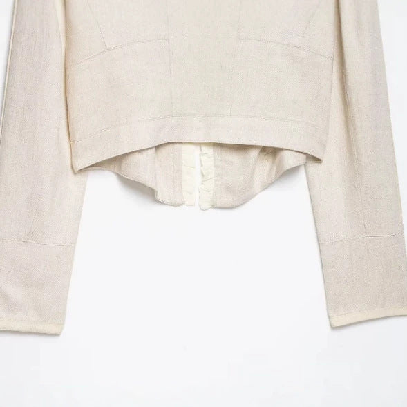 Damen Cropped Militärblouson mit Stehkragen, Zierknopfreihe und plissierten Ärmeln Echo Archiv