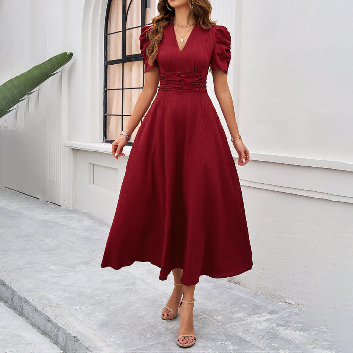 Damen Maxikleid mit elegant verarbeiteten Puffärmeln und taillierter Silhouette Echo Archiv
