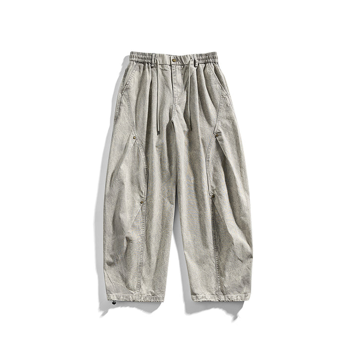 Herren weite Baumwoll-Cargohose mit Elastikbund, Kordelzug und Utility-Details Echo Archiv