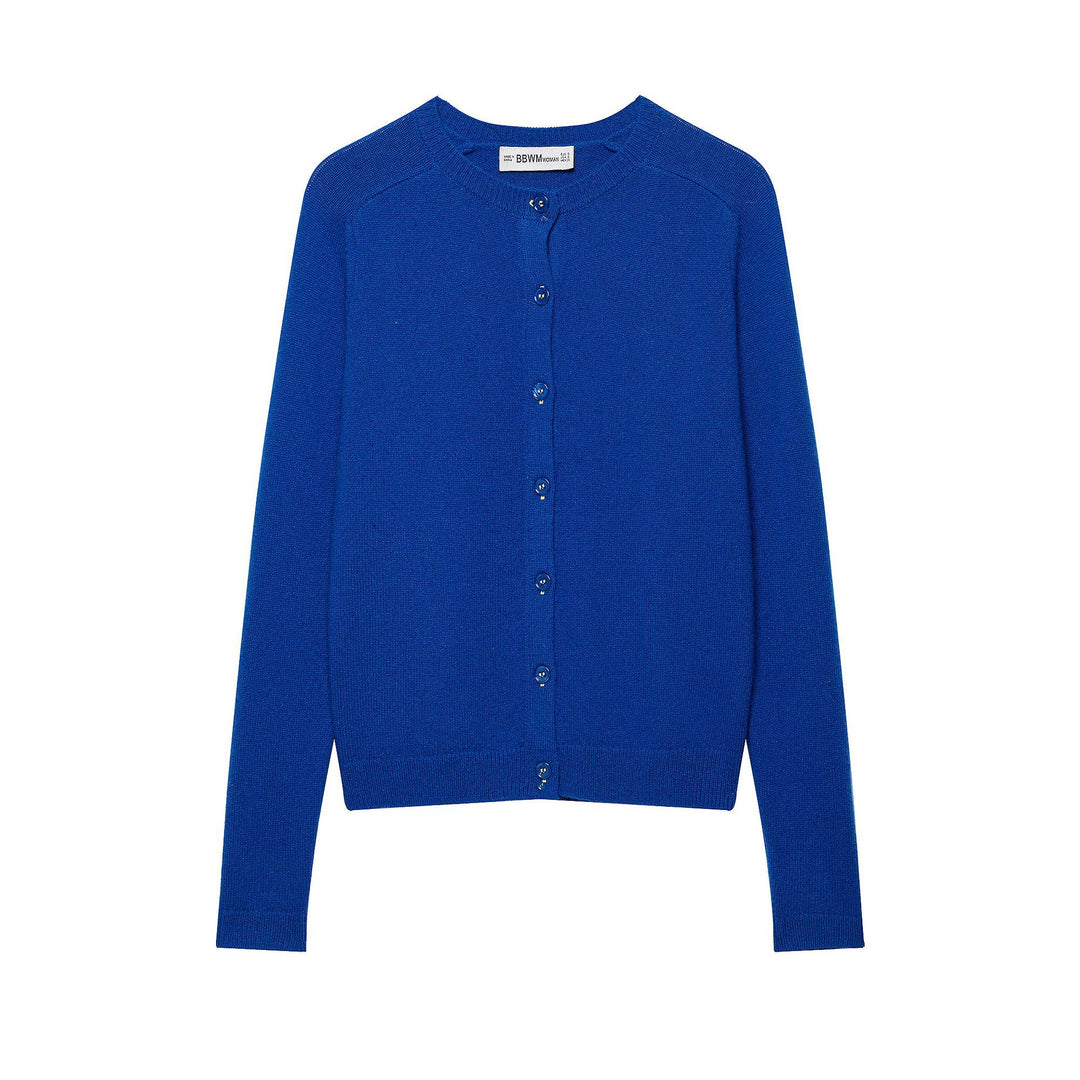 Damen Feinstrick-Cropped-Cardigan mit Rundhalsausschnitt und Perlmuttknöpfen Echo Archiv