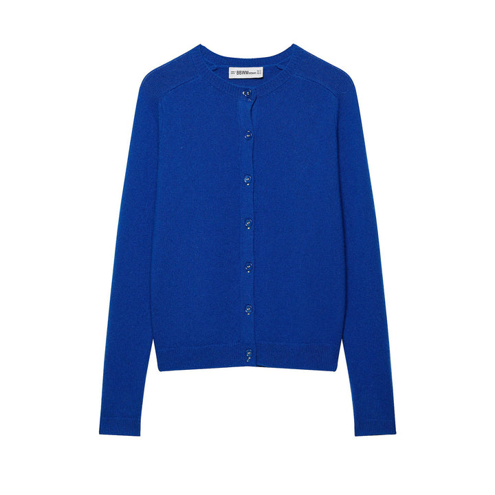 Damen Feinstrick-Cropped-Cardigan mit Rundhalsausschnitt und Perlmuttknöpfen Echo Archiv