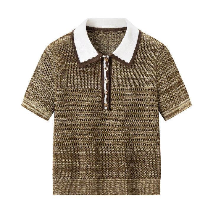 Damen Polo-Shirt mit dekorativem Strickmuster und klassischem Kragen Echo Archiv