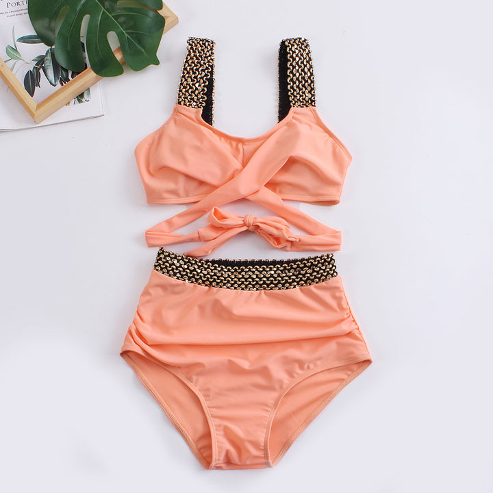 Damen Hochtailliertes Bikini-Set mit stilvollem Wickel-Oberteil Echo Archiv
