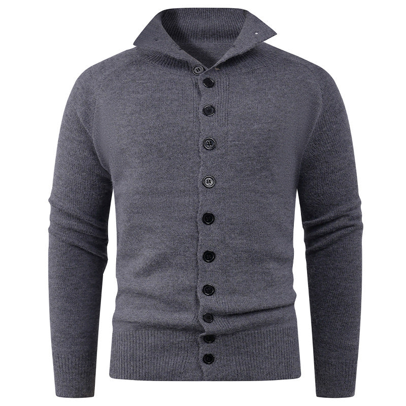 Herren Strickpullover mit hohem Kragen und Knopfverschluss Echoarchiv