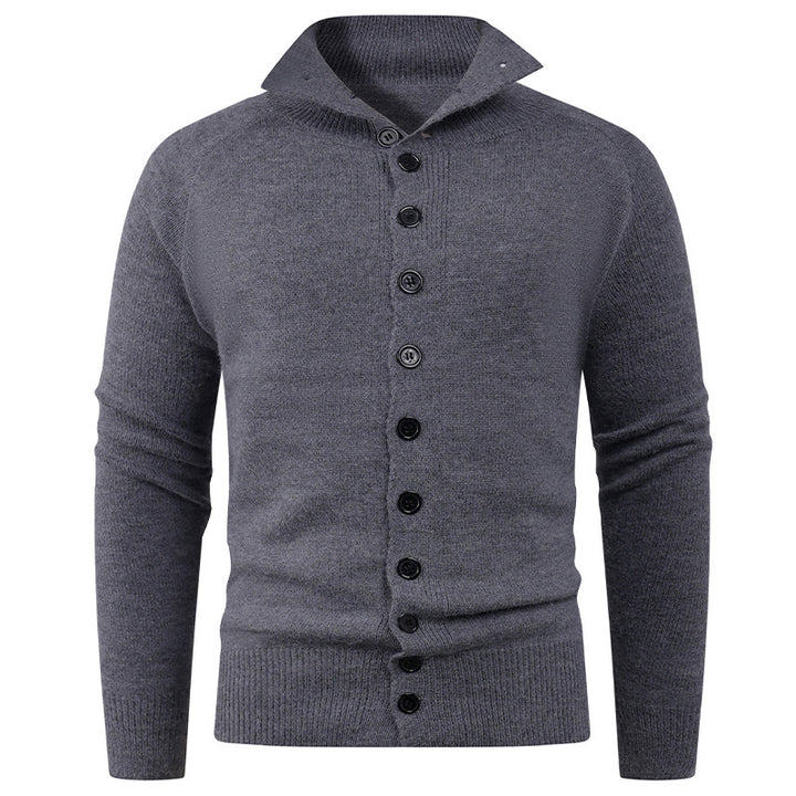Herren Strickpullover mit hohem Kragen und Knopfverschluss Echoarchiv