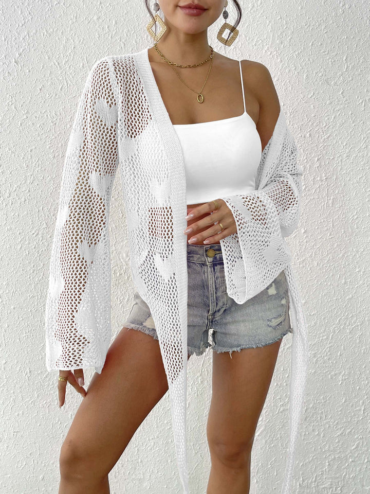 Damen luftiger Strick-Kimono mit offener Front und Kordelzug Echo Archiv