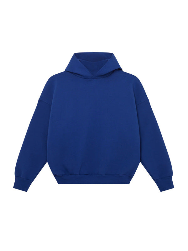 Unisex minimalistischer Kapuzenpullover ohne Kängurutasche mit überschnittener Schulter und geripptem Saum Echo Archiv