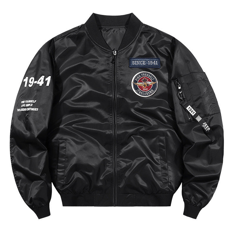 Herren Leichte Nylon-Bomberjacke im Aviator-Style mit Patchdetails und Ärmeltasche Echoarchiv