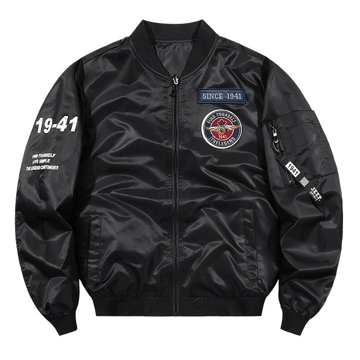 Herren Leichte Nylon-Bomberjacke im Aviator-Style mit Patchdetails und Ärmeltasche Echoarchiv