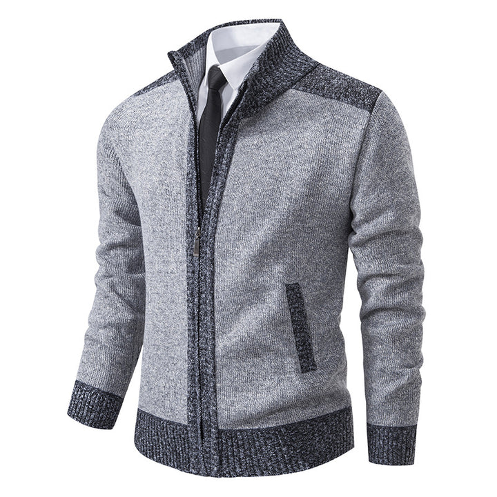 Herren Strukturiertes Grobstrick-Zipcardigan mit Stehkragen Echo Archiv