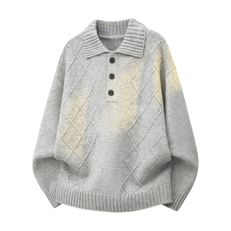 Damen Strickpullover mit Polokragen und Rautenstruktur Echoarchiv
