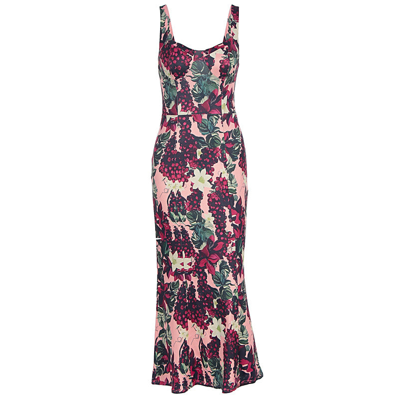 Damen Elegantes Maxikleid mit floralem Print und feminine Passform Echo Archiv