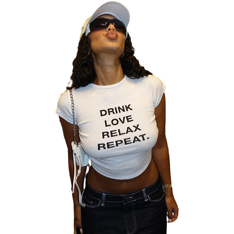Damen cropped T-Shirt mit Motivdruck Echo Archiv