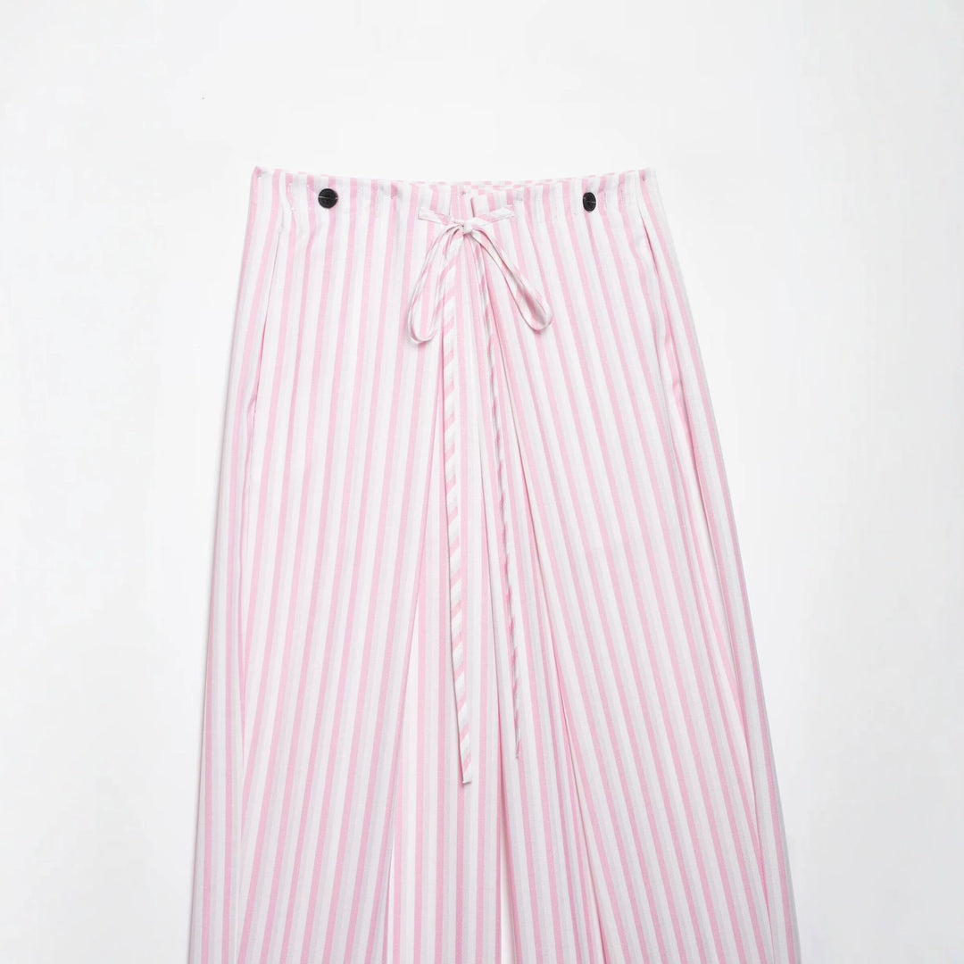 Damen Leichte Highwaist Palazzohose mit weitem Bein, Tunnelzug und vertikalem Streifenmuster Echo Archiv