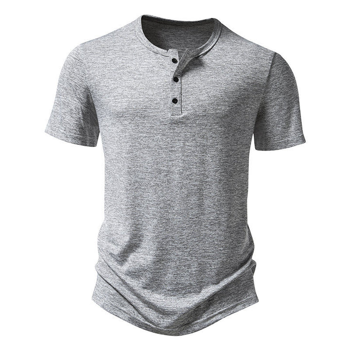 Herren Kurzarm-Henley-T-Shirt mit hochwertiger Baumwolle Echoarchiv