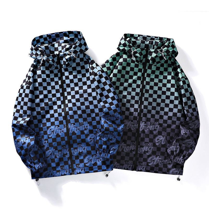 Unisex Sportliche Kapuzenjacke mit auffälligem Schachmuster Echoarchiv