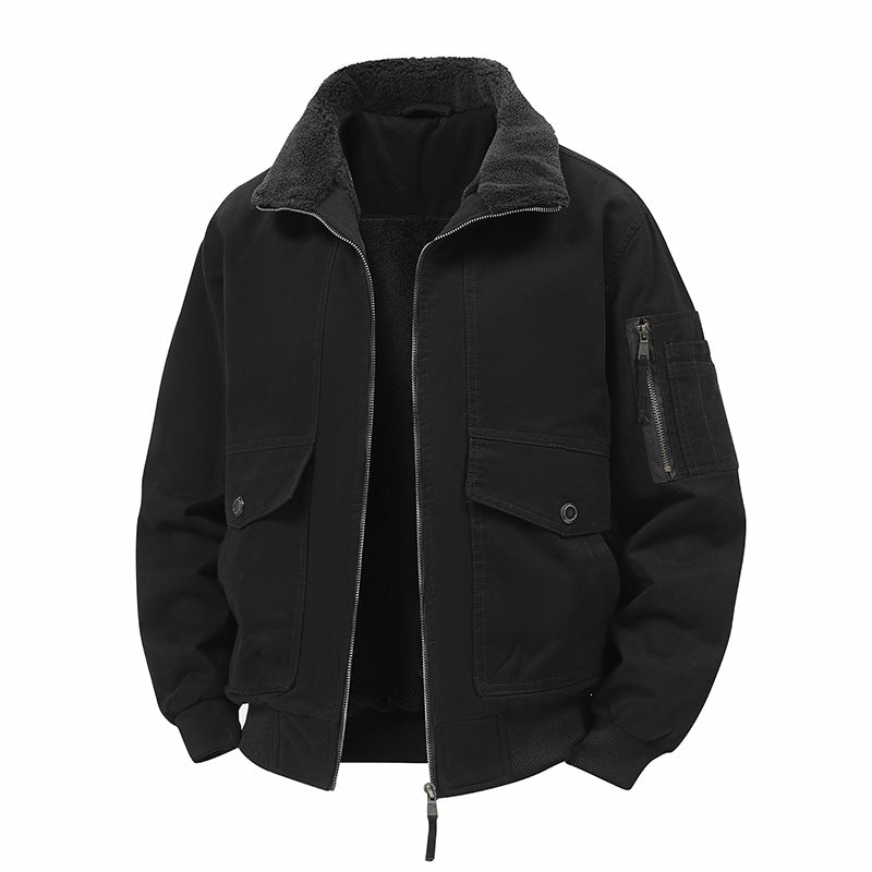 Herren Wattierte Bomberjacke mit Teddyfutter, Utility-Ärmeltasche & Pattentaschen Echoarchiv