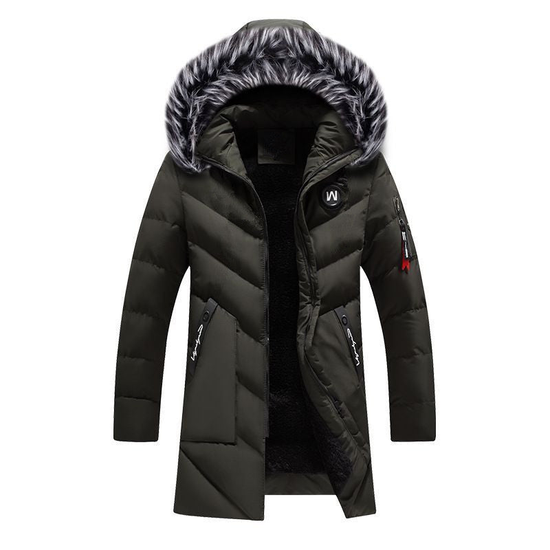 Herren Langer gesteppter Winterparka mit Teddyfutter und Kapuze Echoarchiv