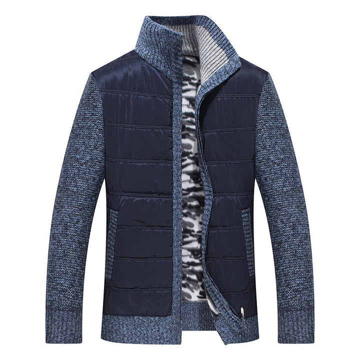 Herren gesteppte Übergangsjacke mit Strickärmeln und hohem Kragen Echoarchiv
